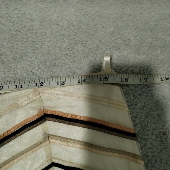 Coast Skirt Womens 12 Cream Stripe Geometric Midi Lined Zip Net Diamond Flared - Picture 4 of 15